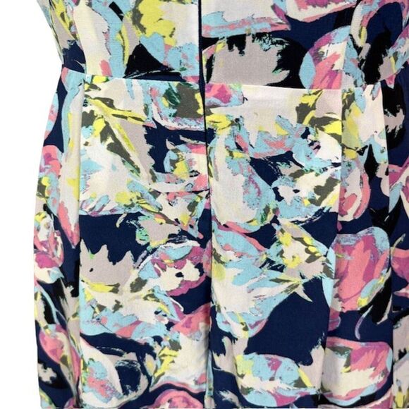 Slate & Willow Silk Mixed Blue Floral Tiered Mini Dress Back Zip Lined Size 0 - Picture 7 of 14